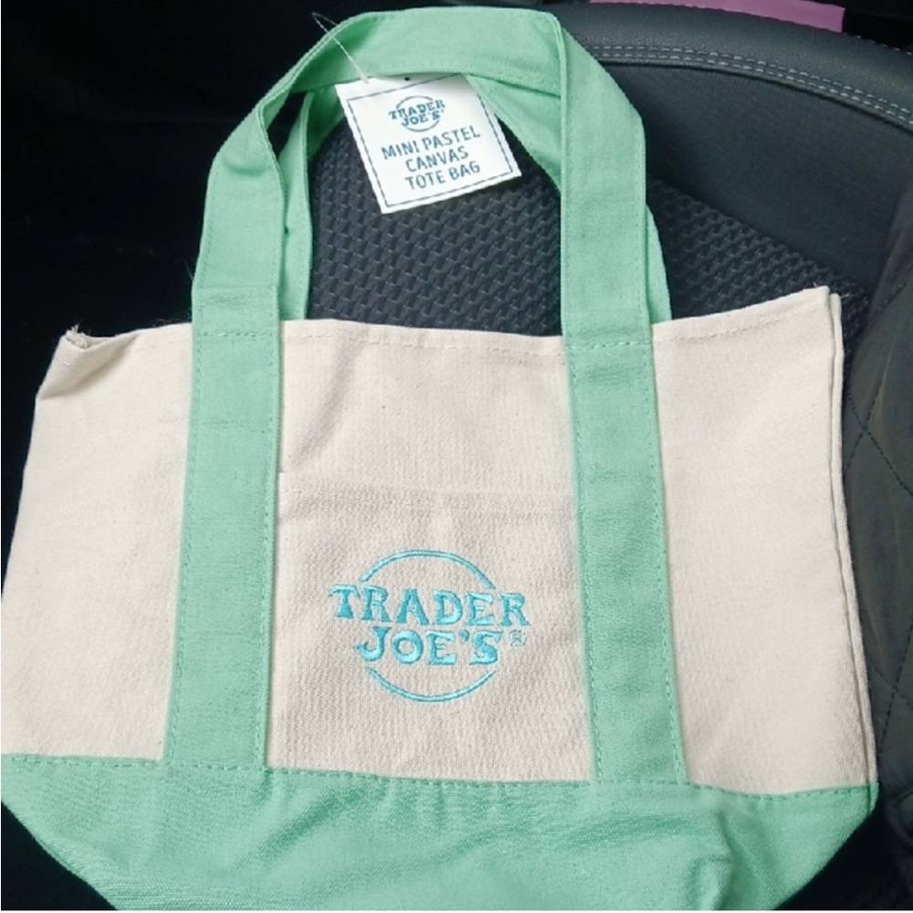 Trader Joe's Pastel Green Mini Canvas Tote